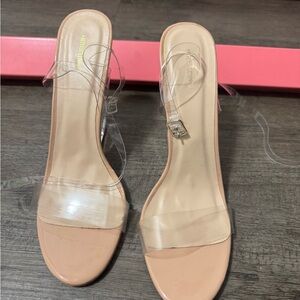Elegant Beige Heels with Clear Straps